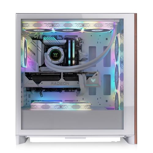Image of Thermaltake S370 WS; Mid Tower Chassis; Wood Front Trim; 4x120mm Fans Included; 410mm GPU Clearance; up to E-ATX; Hidden Connector Support (ATX /mATX);Vertical GPU Support;Snow;CA-11J-OOM6WN-00