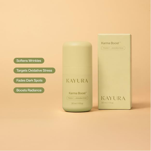Kayura Karma Boost Vitamin C + Antioxidant Serum | Brightening & Skin Tone Support | With Vitamin C, E, Niacinamide & Resveratrol | For Dull & Uneven-Looking Skin | 30 ml