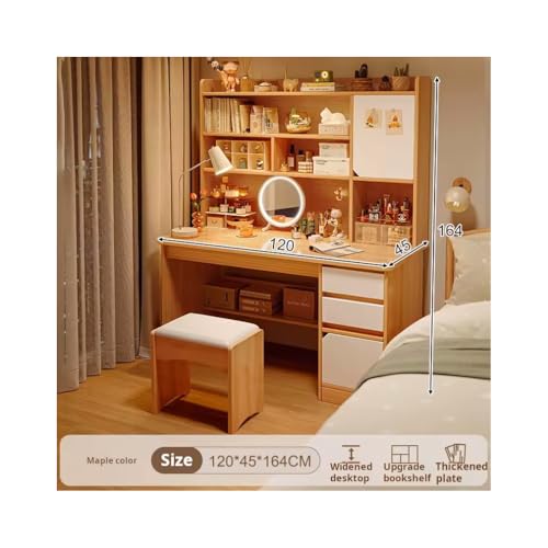 Tocador con espejo y taburete para dormitorio con cajones de gran capacidad 3