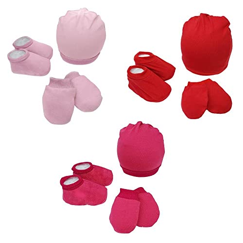 2 Kit Maternidade Menina Touca Luva Meia Bebe para Enxoval Recem Nascido Gorro Infantil para Inverno