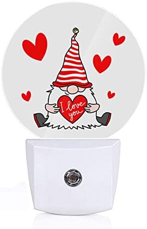 Axayaz Valentine Gnome Night Light Plug Into Wall I Love You Red Heart Gift Romantic Cartoon Man Auto Sensor LED Dusk to Dawn Light for Bedroom Staircase