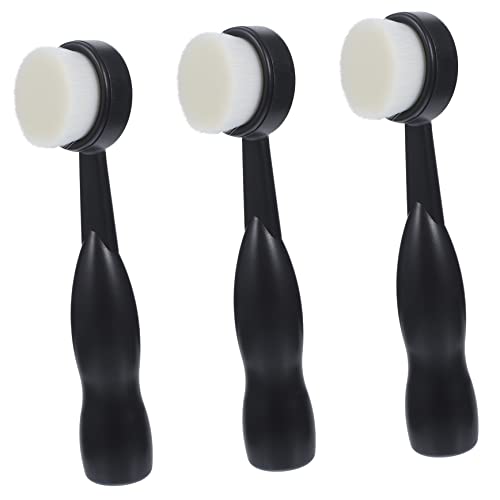 Beavorty 3 Piezas cepillo de limpieza de mango largo Paloma barra de jabón sin perfume piel limpieza facial cepillos de limpieza cepillo de limpieza profunda cepillo de lavado de cara Black
