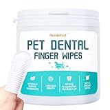Ruidehut Pet Dental Finger Wipes, Dog & Cat Teeth Cleaning, Plaque Control & Breath Freshening, Regular Size, Suitable for Pet Toothbrushes (50 Count)