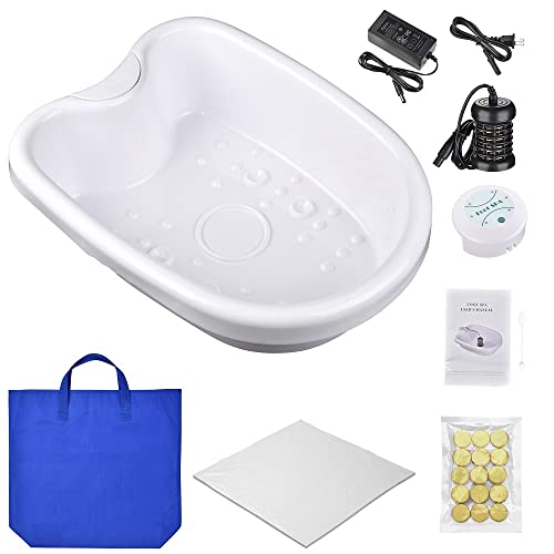 ZeHuoGe Personal Ionic Foot-Bath Machine Foot Cleanse Basin with Tub Array for Home Beauty Salon Spa Health Care Stainless Steel Coils Preprogrammed Setting US Delivery