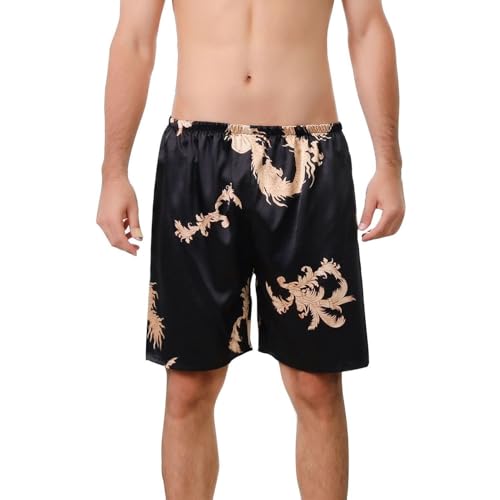 Men's 2 Pack Satin Pajama Shorts Boxers Underwear Soft Pj Summer Casual Spandex Mid Rise Sleeping Silky3