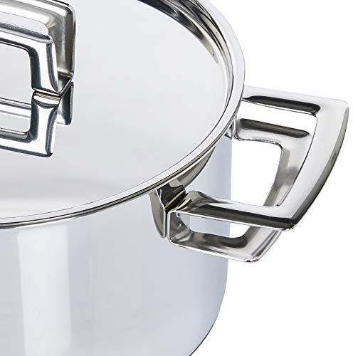 Tramontina Brava 65400010 Conjunto de 5 Panelas de Aço Inoxidável com Tampa Plana e Base Tripla, Pra