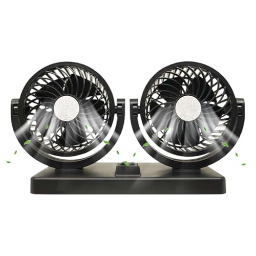 Uhngw Ventiladores de autos que soplan aire frío, ventilador de autos portátiles | Ventilador portátil de auto de 2 head,Vientos potentes, accesorios interiores de 360 ​​grados, accesorios interiores,
