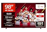 TCL 98T8C 98 Zoll QLED 4K HDR Ultra HD Fernseher, Smart TV mithilfe von Google TV (Dolby Vision Atmos, 144Hz Motion Clarity Pro, Game Bar, ALLM, FreeSync, Onkyo 2.1 Sound,Sprachsteuerung)