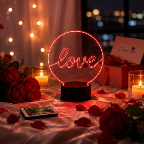 Image of Honoson 4 Set 3D Night Light Kit with Remote, 16-Color Base for Acrylic Sheets, 4 Modes for Bedroom Decor(Round Style)