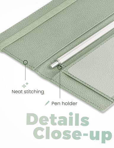 Image of Yarnic Checkbook Cover for Personal Checkbook Holder Sage Green | Checkbook Covers with Pen Holder & Built-in Clear Plastic Divider for Duplicate Checks