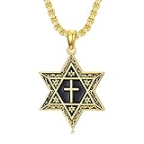HARMONY BOLA Collar de estrella de David, plata de ley 925, colgante de cruz de avidstern joyas judías para hombres y mujeres