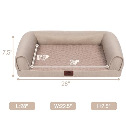 Hollypet-Orthopedic-Dog-Bed-for-Medium-Dogs-Supportive-Foam-Dog-Pet-Couch-with-Removable-Washable-Cover-and-Non-Slip-Bottom-Waterproof-Lining-Dog-Sofa-Bed-Khaki-M-28-225-75 Hollypet Orthopedic Dog Bed for Medium Dogs Supportive Foam Dog Pet Couch with Removable Washable Cover and Non Slip Bottom Waterproof Lining Dog Sofa Bed Khaki M 28 225 75