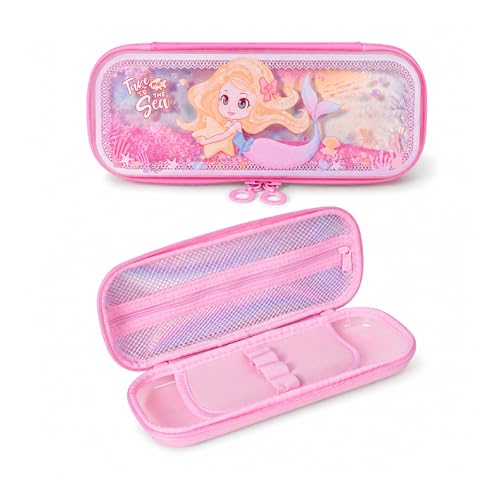 Image of WISHKEY Cartoon Theme Pencil Case Stationery Pouch, Large Capacity Mesh Pencil Pouch, Stylish Zipper Pencil Box with Pen Holder, School Supply Organizer for Students (Pack of 1, Assorted)