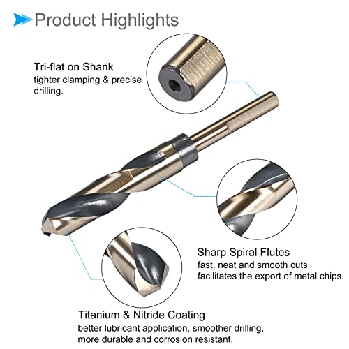 CoCud Reduzierter Schaft Spiralbohrer 18.5mm Schneid Kante Titan und Nitrid Beschichtet Schnellarbeitsstahl 4341 - (Anwendung: für Edelstahl Stahl Bohr Maschine)