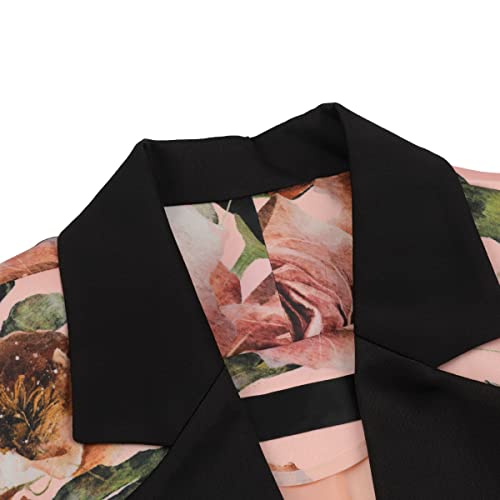 Yunclos Women's Floral Blazer Work Office Casual Allover Printed Buttons Suit Jacket Rose #TOP3
