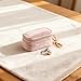 FCGOD Velvet Mini Travel Jewelry Case - 2-in-1 Ring Holder Keychain for Women, Portable Clutch Organizer for Earrings/Necklace, Wedding Party & Vacation Daily Storage Bag Gift for Her (Pink)