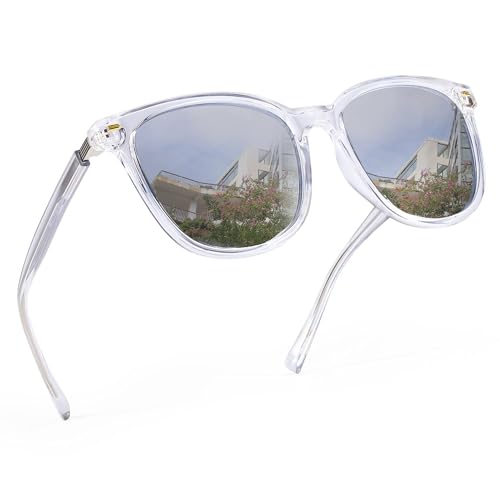 FancyPink Women's Polarized Sunglasses - Square Frame Mirrored Sunglasses for Women - UV400 Protection Beach Eyewear