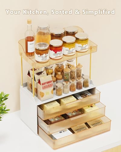 Image of Anylady Bathroom Organizers and Storage, Makeup Organizer (Sturdy Durable Attractive), Ideal for Vanity, Countertop, Counter, Perfume, Skincare, Cabinet, Cosmetic, Dresser Organizer (Gold)