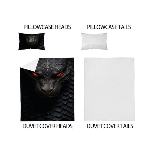 Housse de couette single Le Serpent Noir microfibre 135x200cm imprimé animaux - 5