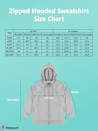 Image of KiddoPanti Boys Solid Cotton Full Sleeve Zip-Up Front Open Hooded Sweatshirt