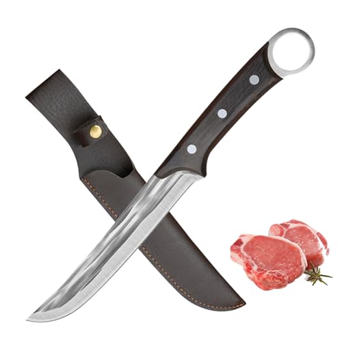 Doklasu Chef's Knife 8 inch Japanese Handmade Forged Boning Knife Full Tang Kitchen Knives High Carbon Steel Cooking Knife with Sheath and Wooden Handle