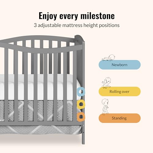 Image of Dream On Me Chelsea 5-in-1 Convertible Crib in Steel Grey, JPMA Certified