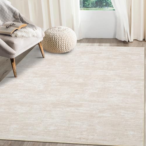 LuxFocus Solid Rug Living Room 120x170 cm Modern Low-Pile Washable Beige