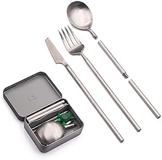 Outlery | Portable & Reusable Stainless Steel Travel Cutlery Set With Case For Camping, Picnic, Office and On-The-Go (Pocket Sized Flatware Set)