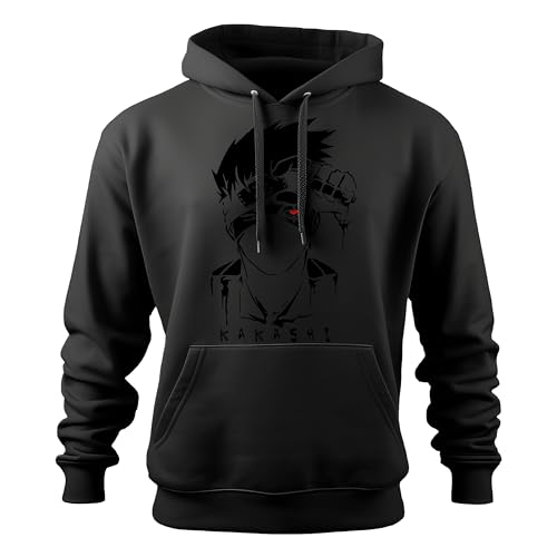 Image of Khakey Hoodie for Mens | Anime Naruto Kakhashi Face Printed Trendy Stylish Hoodies for Men | Best Winter Wear Sweatshirt with Hood