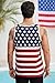 VOGSTART Men's American Flag Tank Top Patriotic Outdoor Tee Comfy Novelty Fashion Chic Shirt Navy XXL