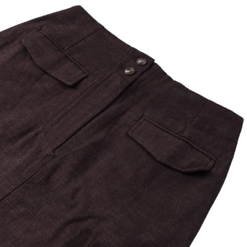 Amazhiyu Women's Linen High Waisted Split Raw Hem A-Line Midi Skirts with Pockets4