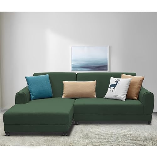 Image of Kraven LHS 4 Seater L Shape Sofa Set for Living Room (Green Fabric) Premium Fabric Sofa