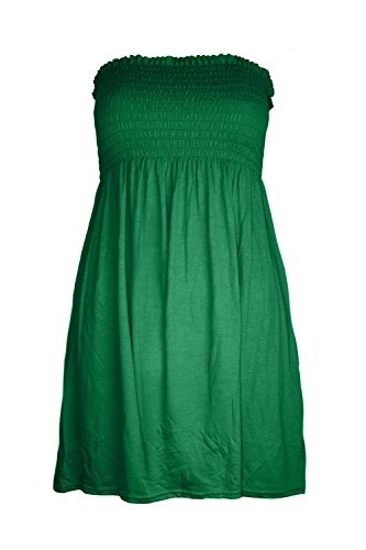 Preisvergleich Produktbild Damen-Bandeau-Top, gerüscht, Jersey, einfarbig, hauchdünn, ausgestellt, schwingend, für Frauen Gr. UK 18-20, flaschengrün