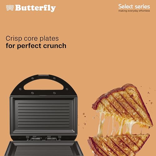 Image of Butterfly Crosta Grill 750W Sandwich Maker | German‑Engineered Non-stick Coated Plates | Crisp‑Core Heating Design | 1 Year Warranty