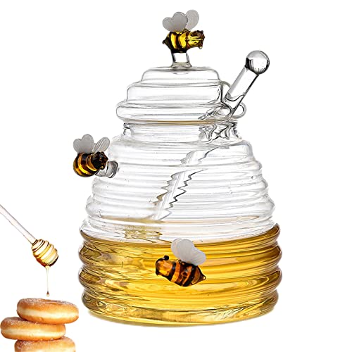 Muginoho Honey Jar With Dipper And Lid Glass Honey Pot Container Dispenser For Home Kitchen Store Honey And Syrup, Unique Beehive Shape Honeypot #TOP4