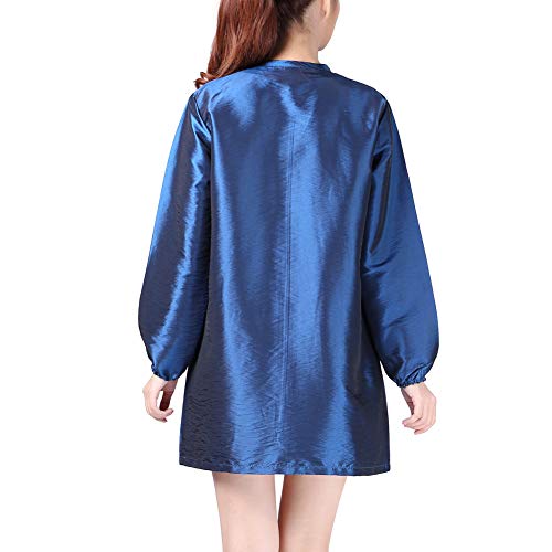 KAHOT Professional Salon Smock Stylist Jacket Cosmetology Uniform Zipper Hairdressing Cape Hairdresser Work Clothes Hair Beauty SPA Guest Client Kimono Gown (M, Blue) - Thumbnail 2