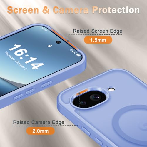 Image of for Google Pixel 10a Case, Matte Magnetic Phone Cover [with 1 Screen Protector] [Support for MagSafe] [Shockproof Military Grade Protection] Translucent Frosted Back, Purple