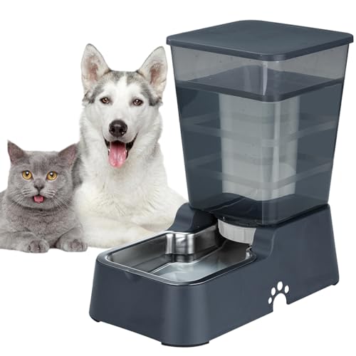 Distributore automatico di acqua a gravità per cani e gatti, con ciotola in acciaio inossidabile 304, adatto per cani di taglia media e grande, grande capacità 5,3 l/1,4 galloni (dispenser di acqua