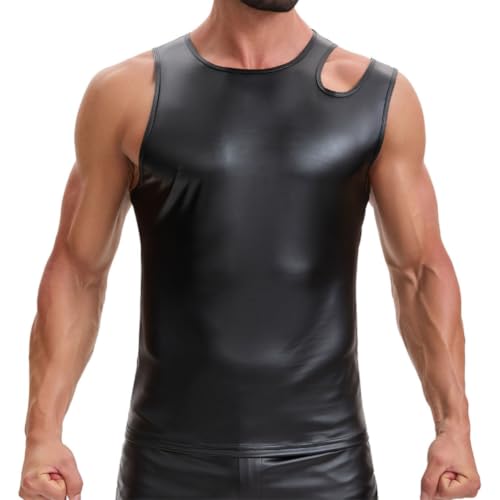 Musculosa de piel sintética negra mate asimétrica con hombro descubierto 2
