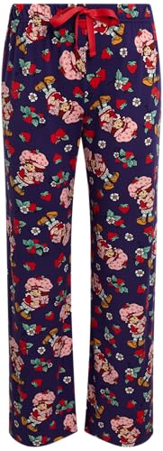 Image of COCO BRANDS Strawberry Shortcake Womens Pajama Sets - 2 Piece Soft Stretch Button Down Sleep Shirt and Pajama Pants