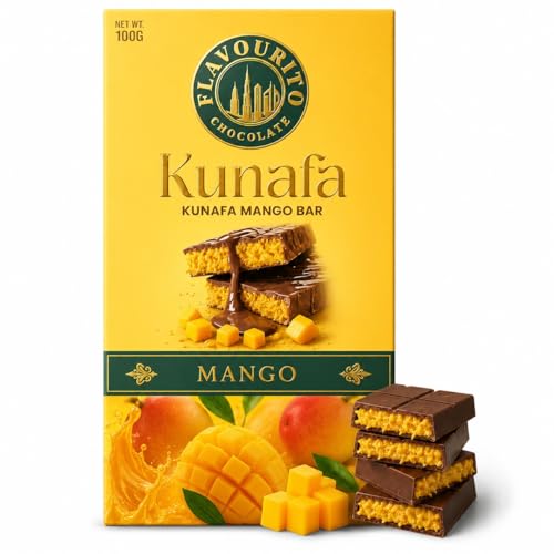 Image of Flavourito Kunafa Mango Chocolate Bar 100g, Satisfying, Sharp Snap Of Smooth Milk Chocolate that Gives Way to a Creamy, Rich, and Nutty Pistachio By DECADENT FOODS