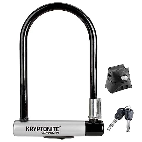 Kryptonite Kryptolok ATB Bike U-Lock, wytrzymała, zabezpieczona przed kradzieżą, bezpieczna złota blokada U, szekla 12,7 mm z uchwytem montażowym i kluczami, wysoki poziom bezpieczeństwa do szerokich