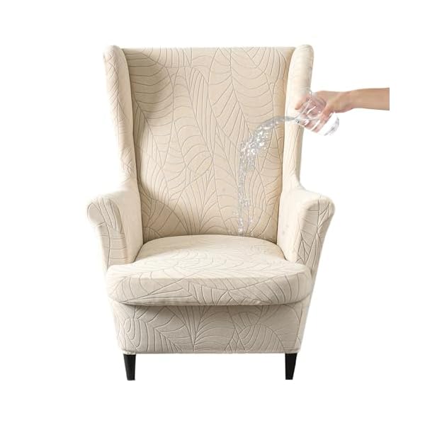 Hzdhclh waterproof wingback chair slipcovers 2 piecestretch spandex wing chair covers for living roomwashalbe armchair sofa slipovers beige  urban country home decor