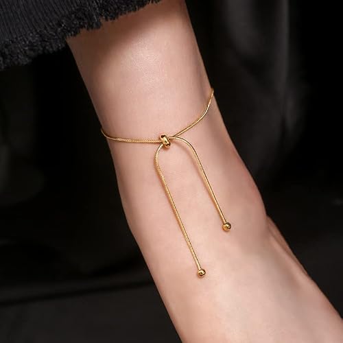 Ankle Bracelets For Women Gold Anklets For Women Waterproof Stainless Steel Snake Chain Anklet Summer Bracelets Simple Dainty Cute Anklet Bracelet For Teen Girls Beach Foot Jewelry #TOP3