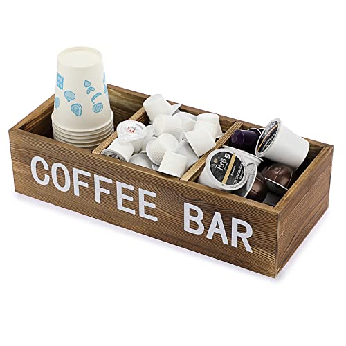 Elldoo Coffee Pod Holder Storage, Coffee Bar Wooden Storage Box With Removable Grids, Coffee Station Organizer For K Cup, Rustic Coffee Accessories For Counter Home Decor, Vintage Wood #TOP7