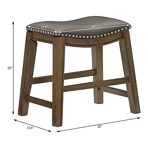 Lexicon Alviso Wooden Saddle Seat Dining Stool, 18" Sh, Gray #TOP2