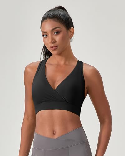 Women's Sports Bra, Medium Impact Racerback Workout Top, Nylon Spandex Blend Scoop or V Neck Tank Top3