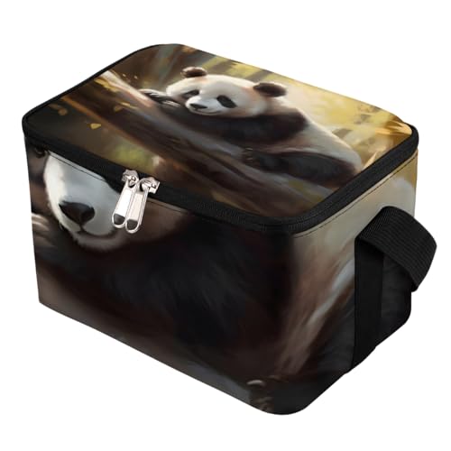 GzLeyigou Lunch Bags for Women Men 9 Cans,Cute Panda Hot & Cold Food Delivery Bag Insulated Grocery Bag Insulated Lunch Box Panda Cooler Bag for Office Work Picnic Beach