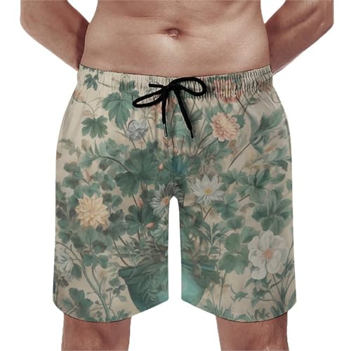 Men's Swim Trunks Quick Dry Board Shorts with Pockets Beach Shorts A Watercolor Flower Painting Bathing Suits for Men