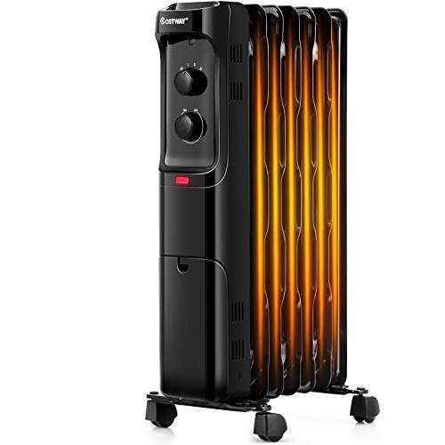 COSTWAY Oil Filled Radiator Heater, 1500W Electric Oil Heater with